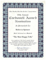 Carbonnel Award nomination certificate